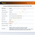 Cleveland 100959 Air Vent 1/2" FPT X 3/4" MPT 25 PSI