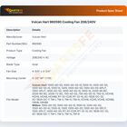 Vulcan Hart 960590 Cooling Fan 208/240V