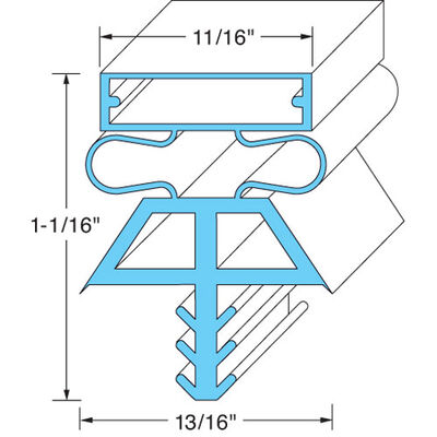 Kolpak 225151075 Refrigerator 3 Sided Door Gasket For Left Hinged Door 32-3/8" X 77-1/2"