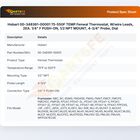 Hobart 00-348361-00001 Temperature Fenwal Thermostat W/Wire Lead 75&deg;F-550&deg;F 1/2" NPT 1/4" F Mount Push-On 4-3/4" Probe