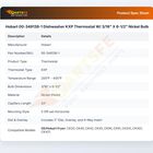 Hobart 00-349138-1 Dishwasher KXP Thermostat W/ 3/16" X 6-1/2" Nickel Bulb