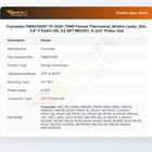 Frymaster FM8070097 Fryer Temperature Fenwal Thermostat W/Wire Leads 75&deg;-550&deg;F 1/4" Push-ON 1/2" NPT Mount 4-3/4" Probe
