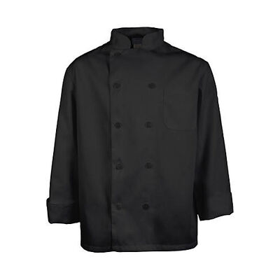 Allpoints 1052L Kng Lg Mens Chef Coat Black Long Sleeve