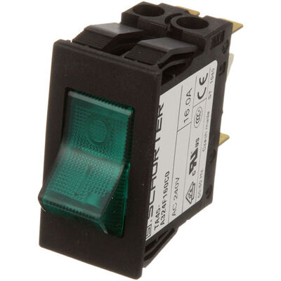 APW 2E-1300220 Rocker Switch W/4 Terminals 16A 240VAC Green Light