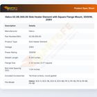 Hatco 02.06.300.00 Sink Heater Element with Square Flange Mount, 3000W, 208V
