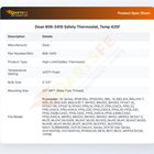Dean 806-3410 Safety Thermostat Temperature 425&deg;F