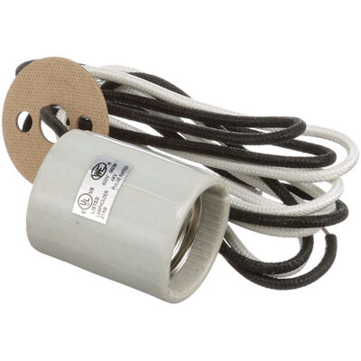 Star Mfg Y5634 31" Wire Lead Porcelain Bulb Socket W/ 7/8" MT CTRS, 1-1/2" DIA X 1-3/4" Long