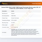 Garland F806-0183 Temperature Fenwal Thermostat W/Wire Leads 75&deg;-550&deg;F 1/4" Push-ON 1/2" NPT Mount 4-3/4" Probe