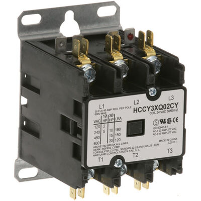 Stoelting 295109 3-Pole Contactor W/ 24V 30 AMP Inductive/40 AMP Resistive
