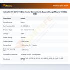 Hatco 02-06-300-00 Sink Heater Element with Square Flange Mount, 3000W, 208V