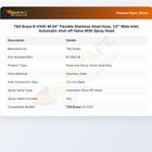 T&S Brass B-0100-M Spray Valve W/Flexible SS Hose 44" Male Inlet 1/2" Automatic Shut-Off Valve