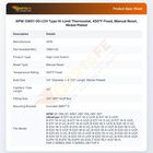 APW 13801-00 Fryer Hi-Limit Safety Thermostat W/Manual Reset 450&deg;F Fixed LCH