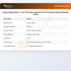 Crown Steam 4222-1 Faucet Valve W/Phenolic Knob Round 1-1/2" Stem 10-24 Thread SS