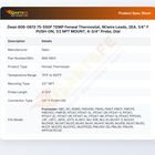 Dean 806-0813 Temperature Fenwal Thermostat W/Wire Leads 75&deg;-550&deg;F 1/4" Push-ON 1/2" NPT Mount 4-3/4" Probe