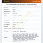 Garland 1614712 Pizza Oven Natural Gas Control Valve 1/4" CCT Pilot Fitting 3/4"