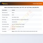 Nieco 2123 Nat/LP Gas Valve, 3/4" FPT, 1/4" CCT Pilot, 335,000 BTU