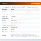 Montague 03499-1 Thermostat W/Dial KX 3/16" X 12" Copper Bulb & Bezel