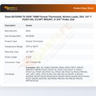 Dean 8070098 Temperature Fenwal Thermostat W/Wire Leads 75&deg;-550&deg;F 1/4" Push-ON 1/2" NPT Mount 4-3/4" Probe