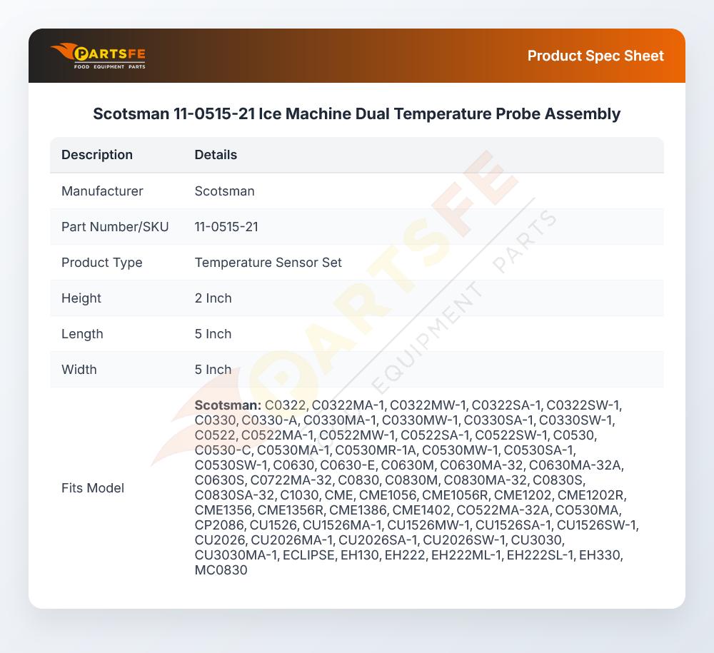 Scotsman 11-0515-21 Ice Machine Dual Temperature Probe Assembly