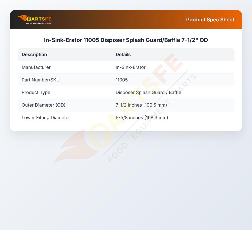 In-Sink-Erator 11005 Disposer Splash Guard/Baffle 7-1/2" OD