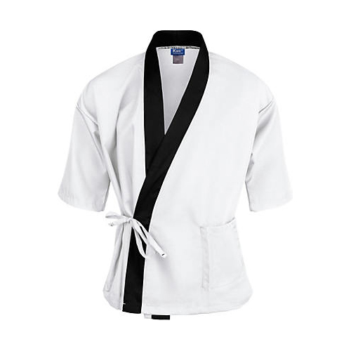 Allpoints 2129WHBK2XL KNG 2XL Sushi Chef Coat White/Black 3/4 Sleeve
