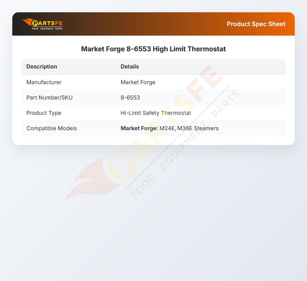 Market Forge 8-6553 High-Limit Thermostat
