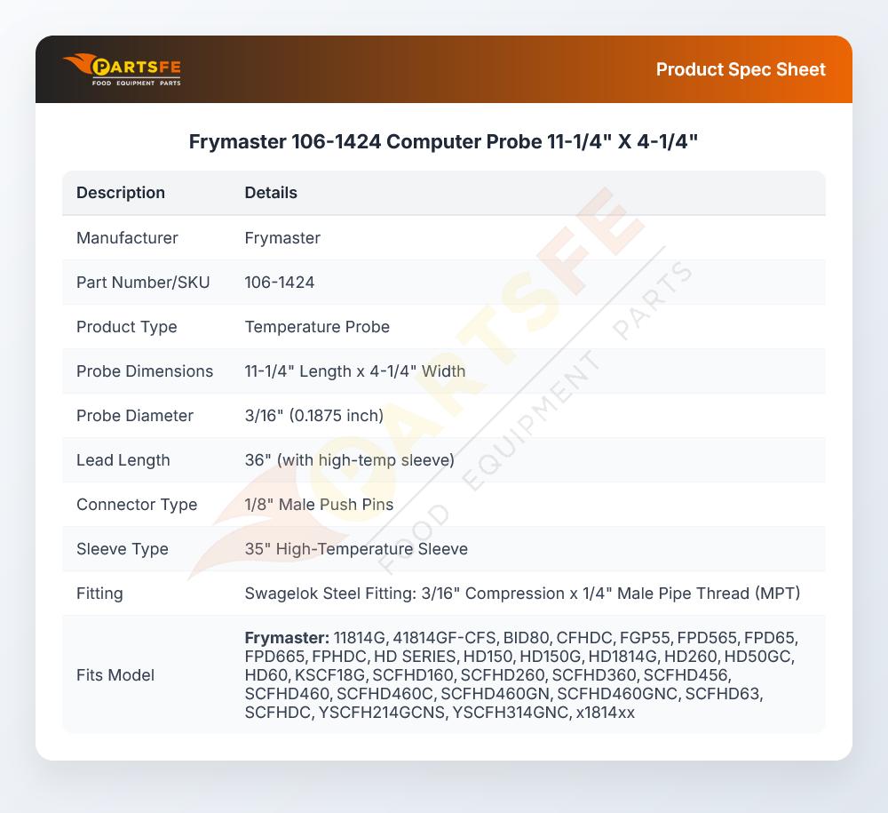 Frymaster 106-1424 Fryer Probe Assembly