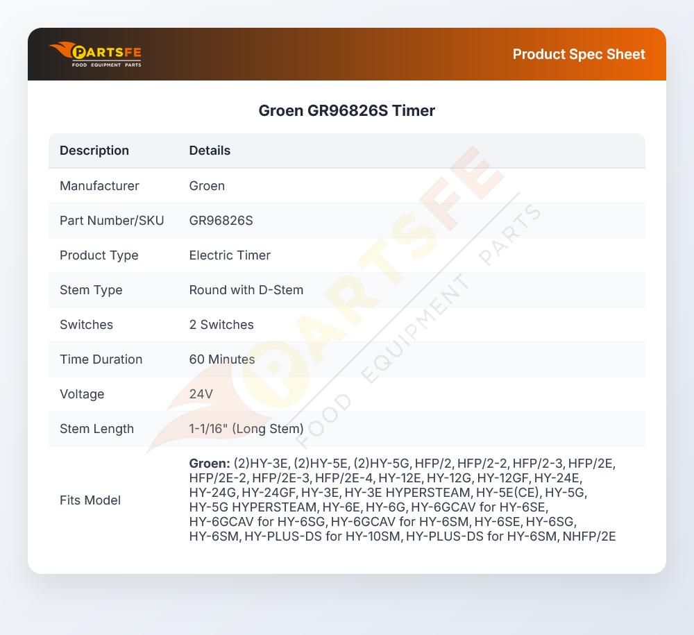 Groen GR96826S Timer