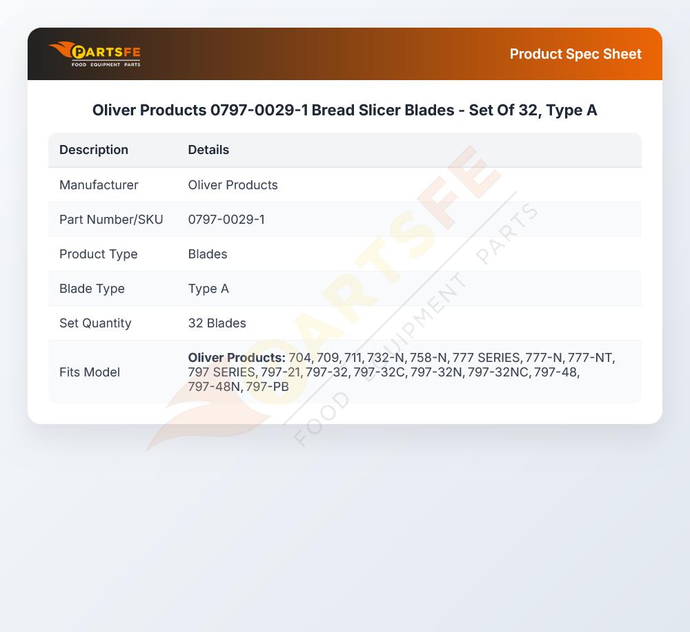 Oliver Products 0797-0029-1 Bread Slicer Blade