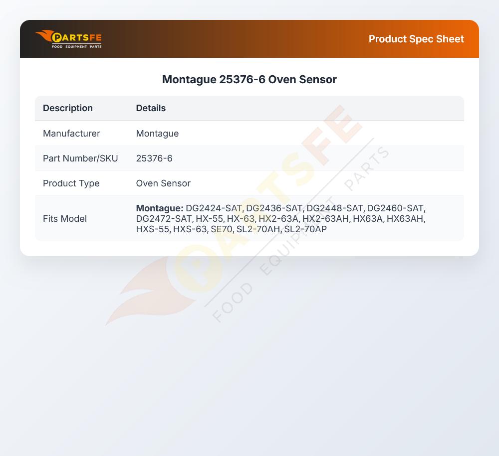 Montague 25376-6 Oven Sensor