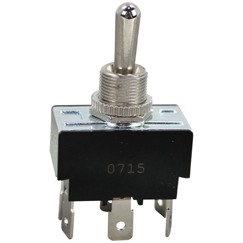 Hoshizaki 428638-01 20A/125-277V DPDT Toggle Switch W/ 1/2" Hole, Black/Silver