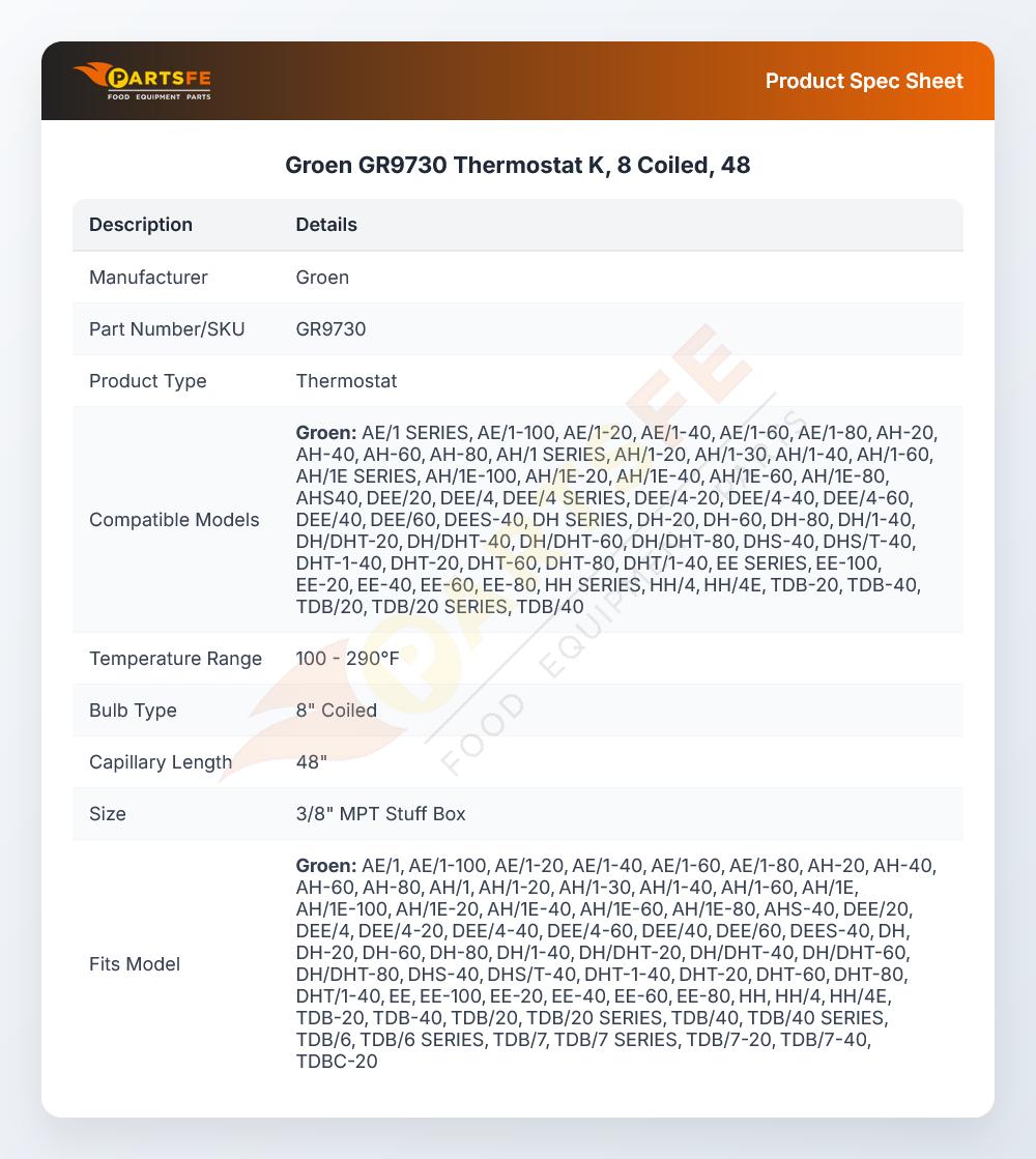 Groen GR9730 Thermostat 8-Coiled 48 K-Type