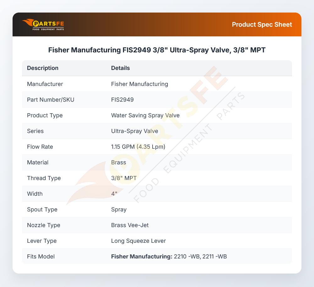 Fisher Manufacturing FIS2949 Ultra-Spray Valve 3/8" MPT