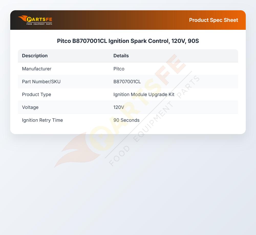 Pitco B8707001CL Ignition Spark Control 120V