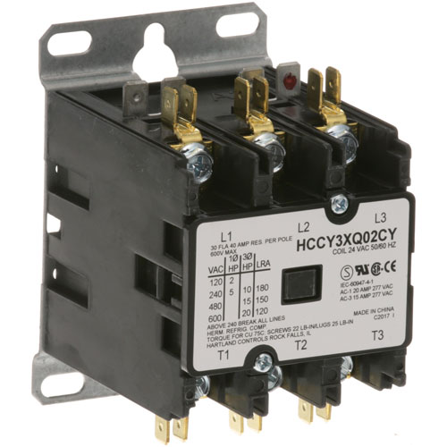 Frymaster 8070703 3 Pole Contactor W/ 24 Volt, 30 AMP Inductive/40 AMP Resistive