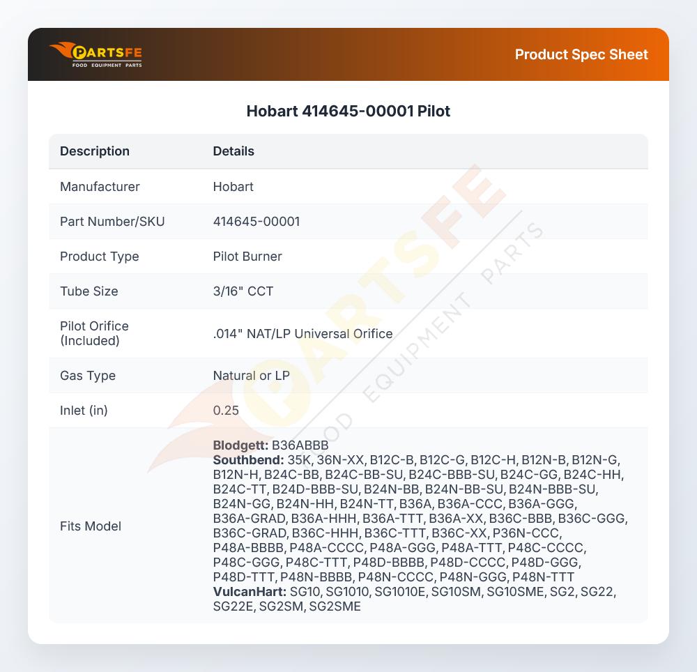 Hobart 414645-00001 Pilot