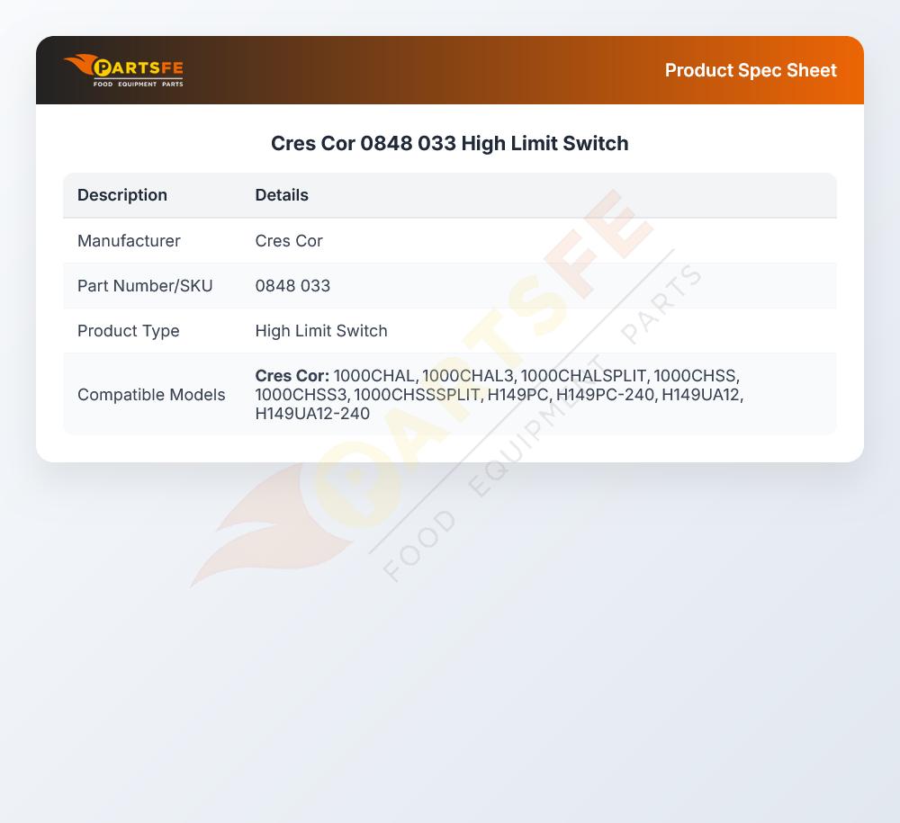 Cres Cor 0848 033 High Limit Switch
