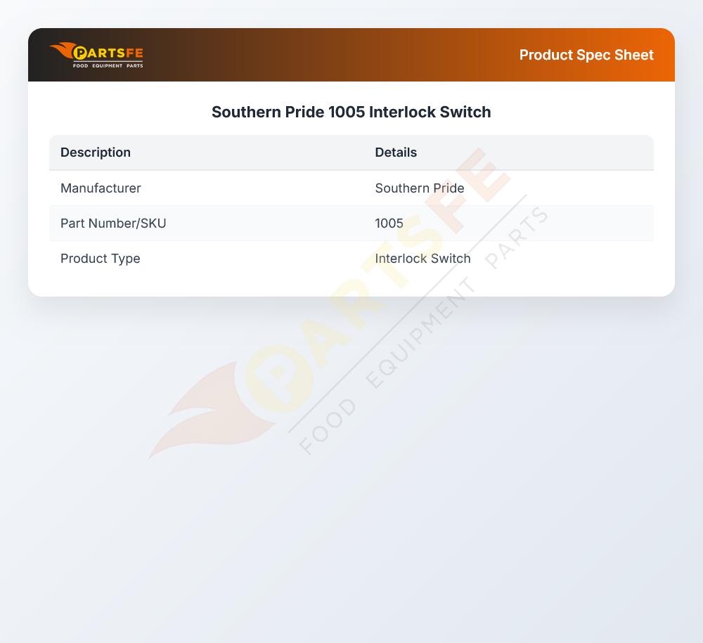Southern Pride 1005 Interlock Switch