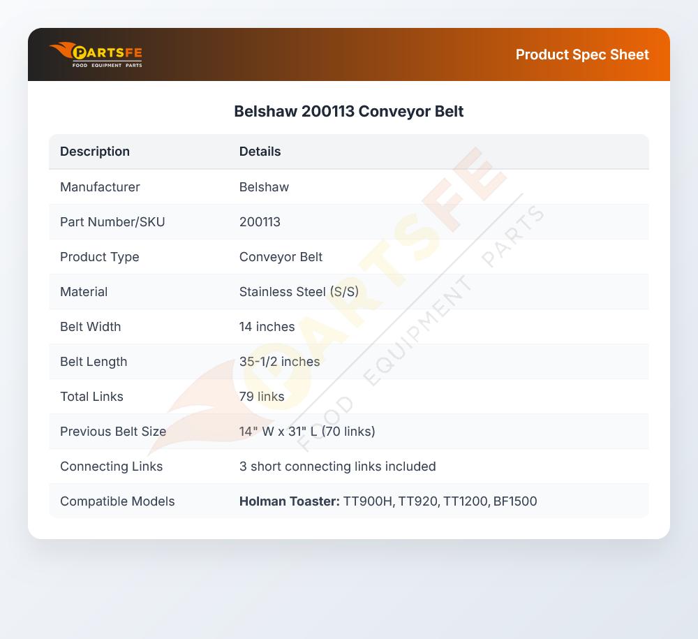 Belshaw 200113 Conveyor Belt