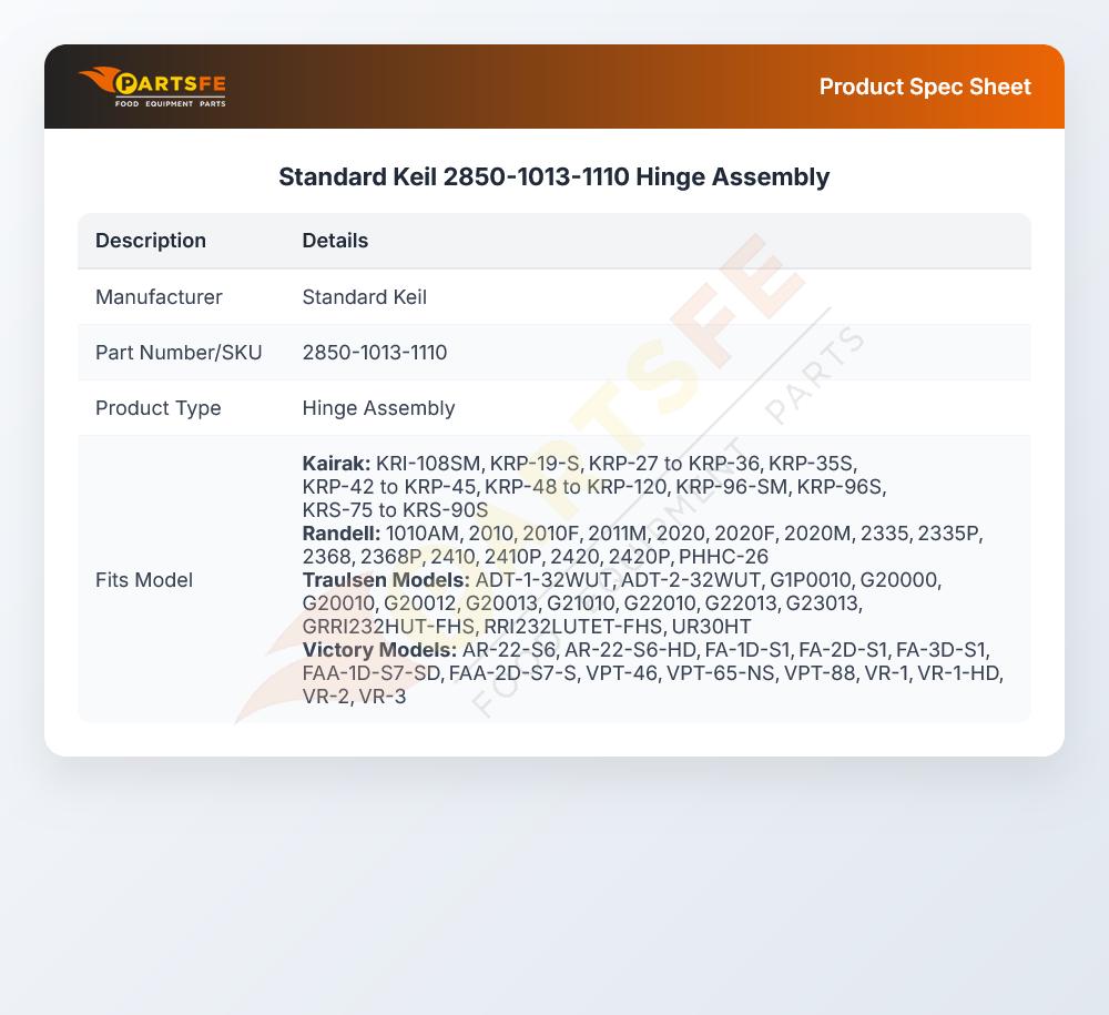 Standard Keil 2850-1013-1110 Hinge Assembly