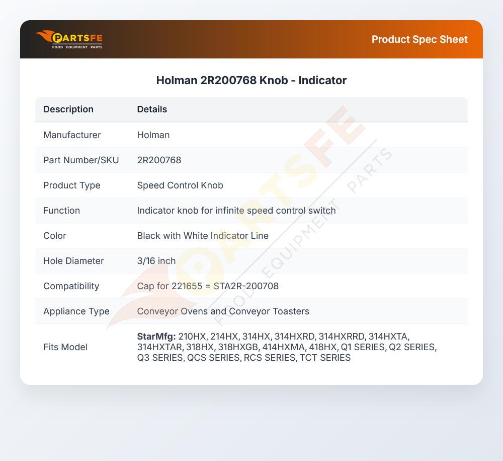 Holman 2R200768 Knob - Indicator