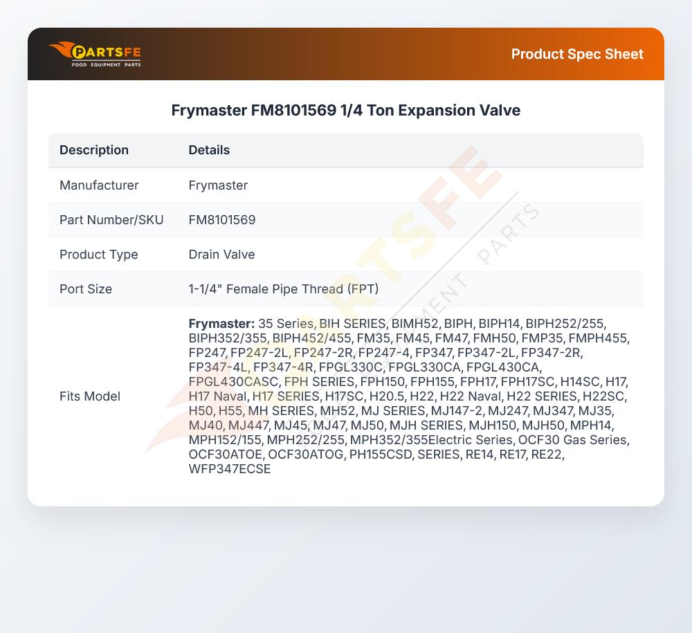 Frymaster FM8101569 Fryer Drain Valve W/LOCK 1.25"