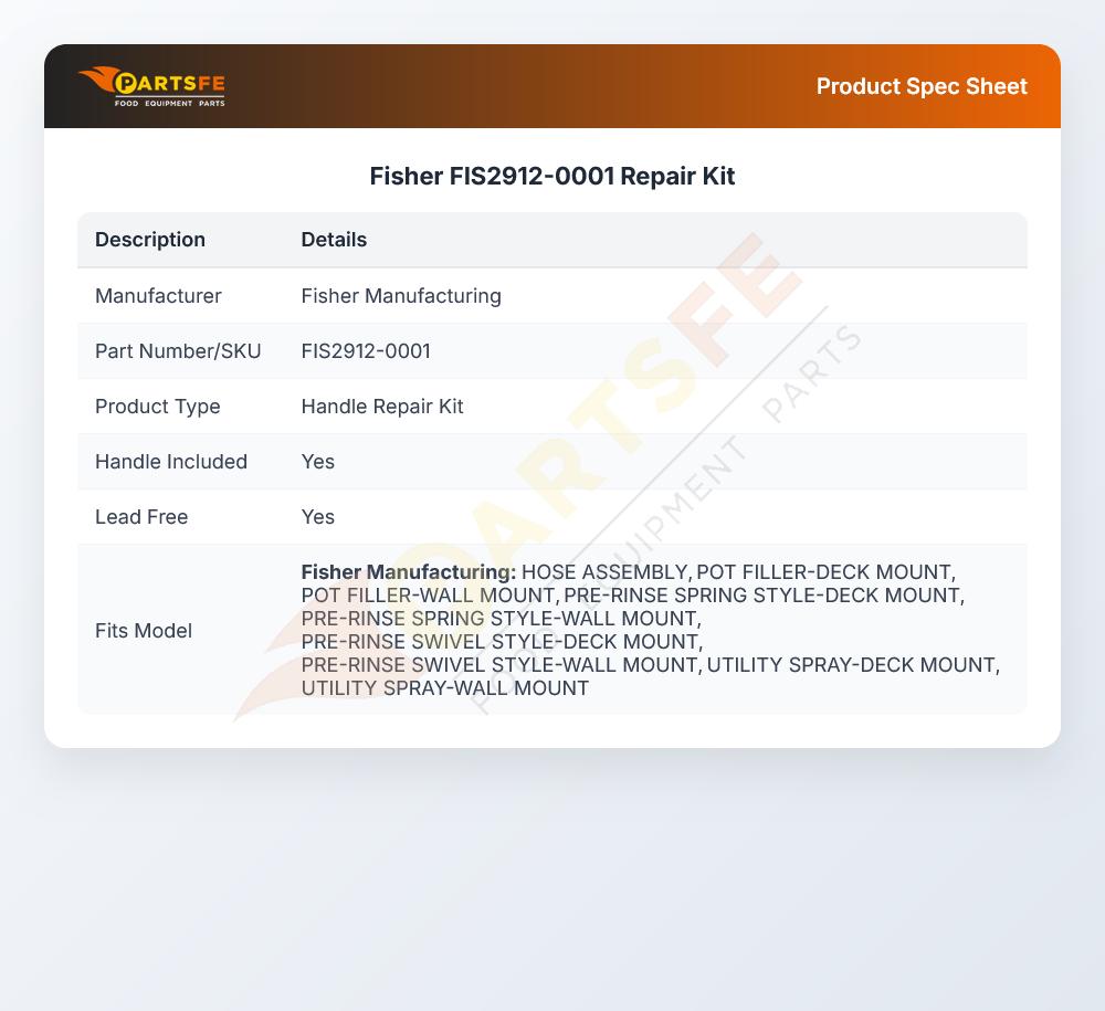 Fisher FIS2912-0001 Repair Kit