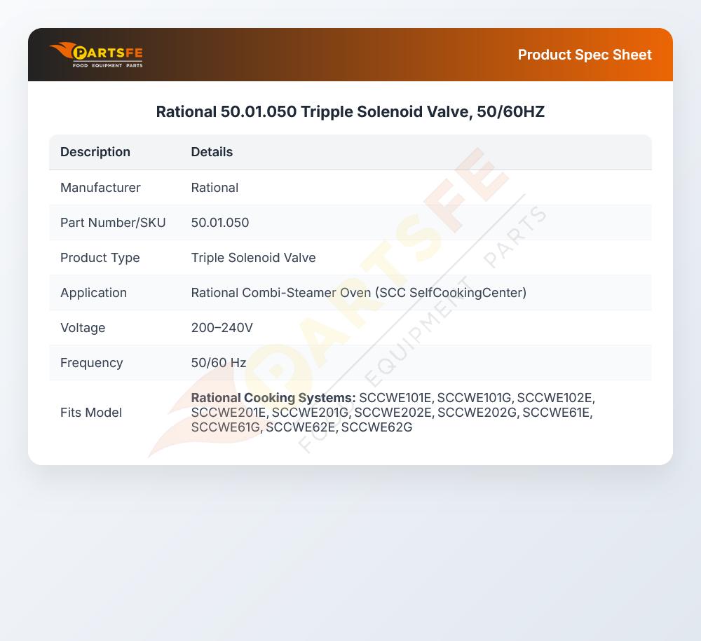 Rational 50.01.050 Tripple Solenoid Valve, 50/60HZ
