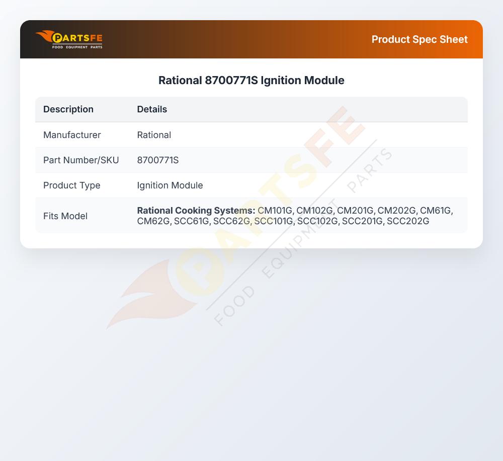 Rational 8700771S Oven Ignition Module