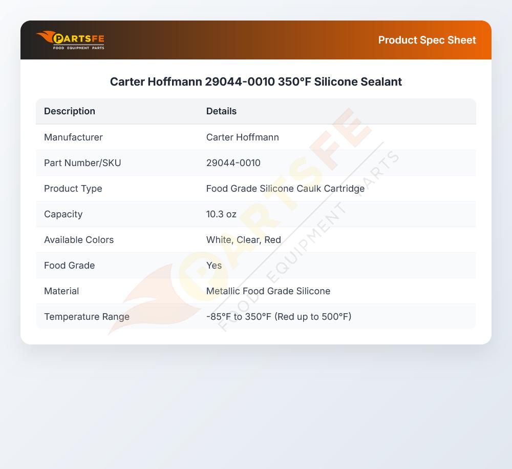 Carter Hoffmann 29044-0010 350&deg;F Silicone Sealant