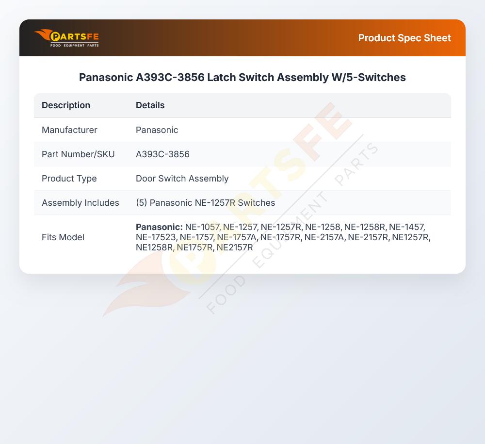 Panasonic A393C-3856 Latch Switch Assembly W/5-Switches