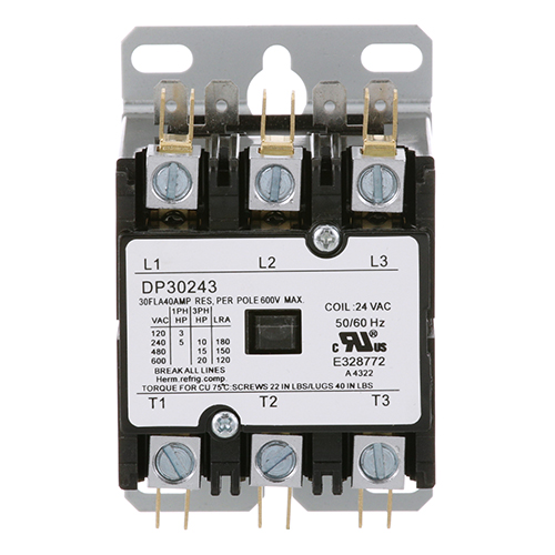 Dean 810-1202 3 Pole Contactor, 40 AMP, 24V