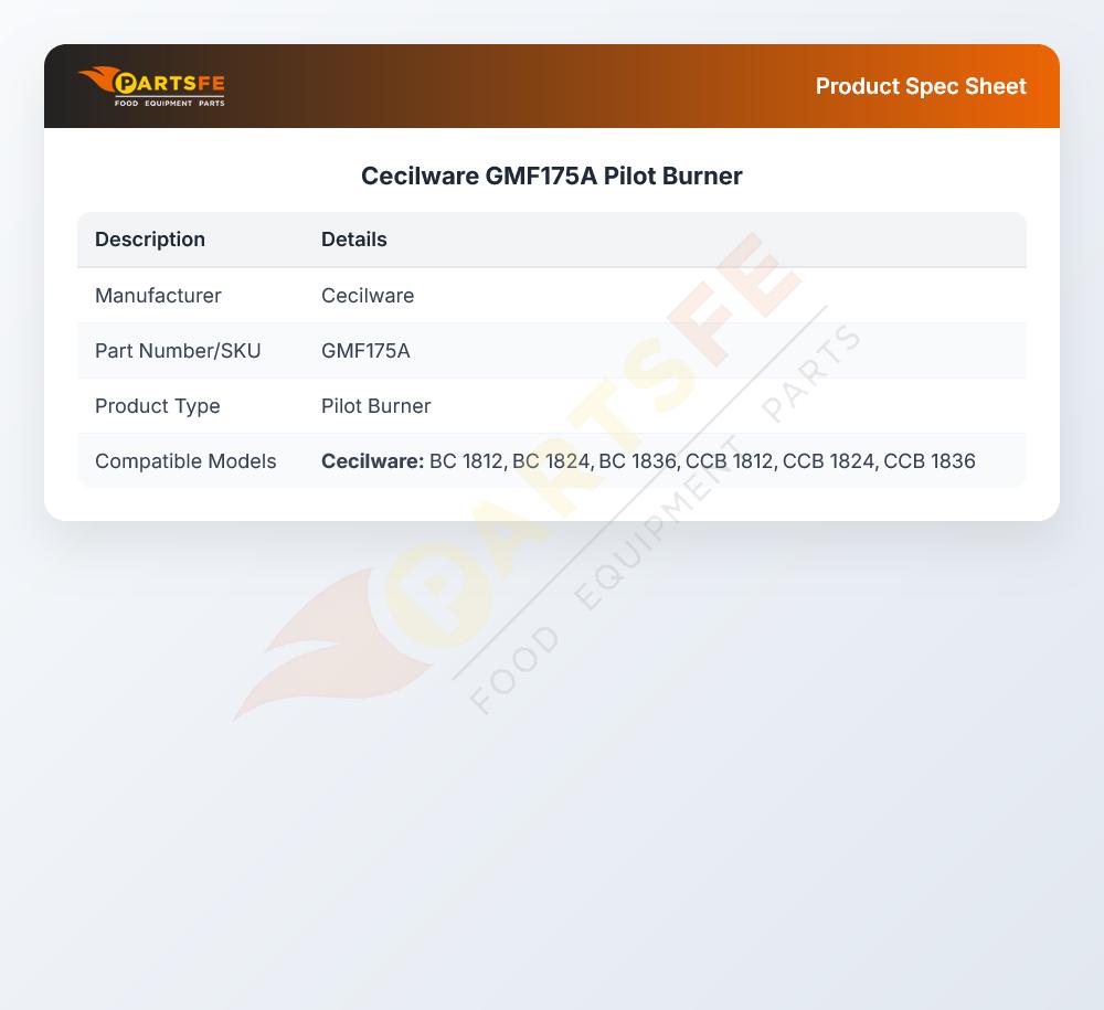 Cecilware GMF175A Pilot Burner