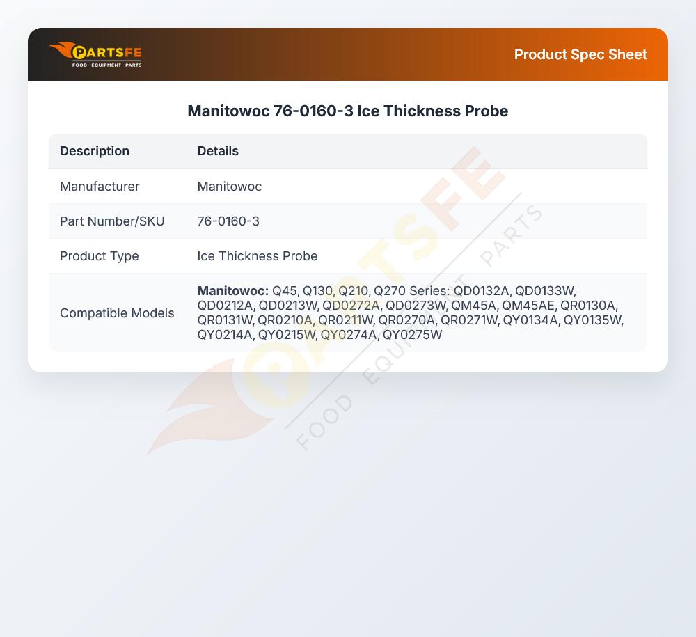 Manitowoc 76-0160-3 Ice Machine Thickness Probe